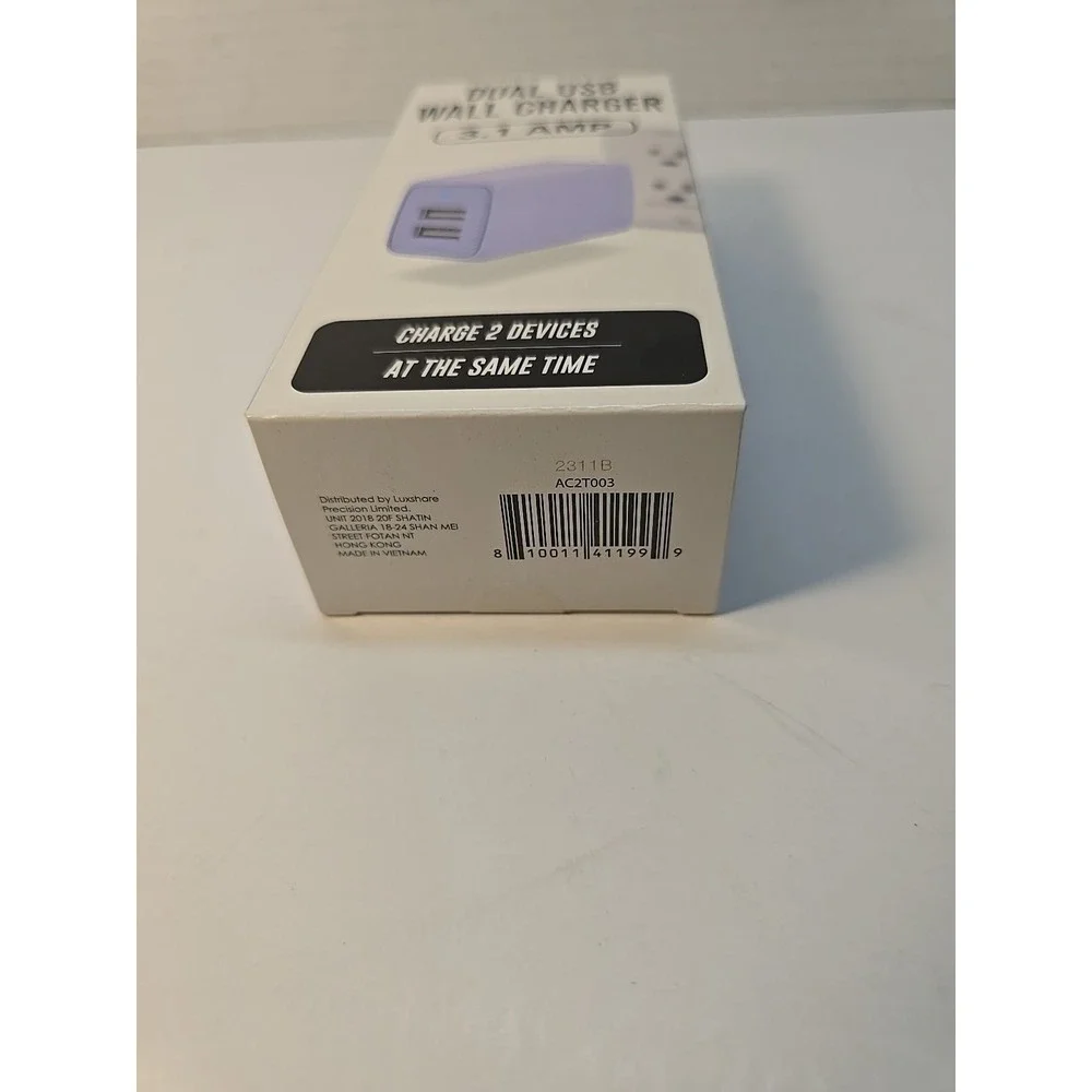 Dual USB Wall Charger 3.1 AMP Dual Ports -‎ Lavendar/Light Purple - NIB